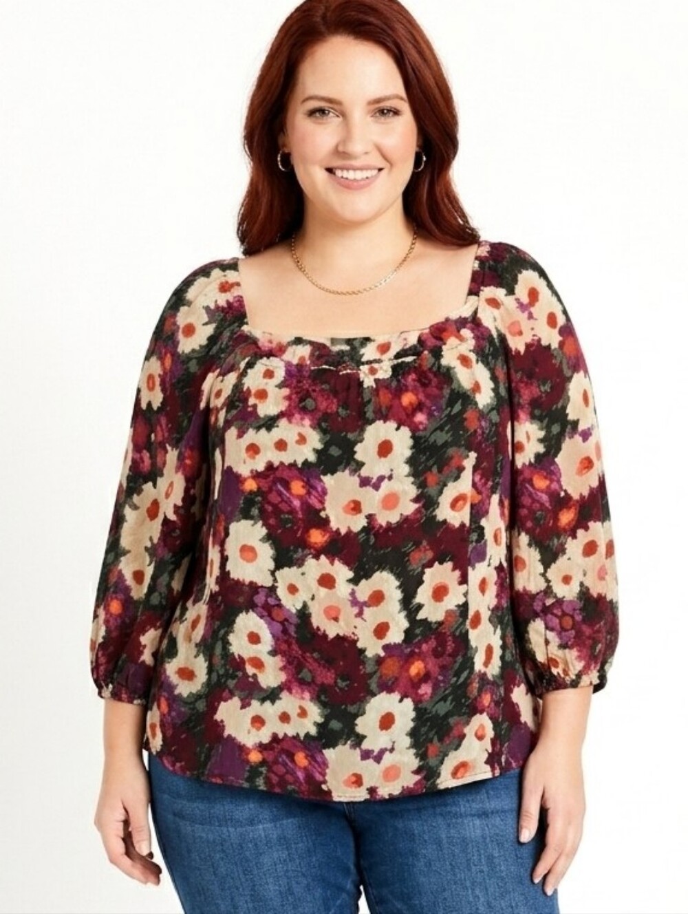 2/$20 NEW XXL Reitmans Peasant Blouse NWOT Floral Bohemian Puff Sleeve Plus Size